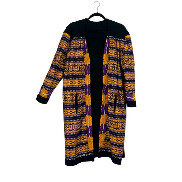 Vintage Oversized Southwestern Knit Long Cardigan Coat...